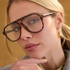 image:imageDIFF Tatum Reading Glasses  Blue Light Blocking Oversized Readers  Lightweight Aviator Designer FramesEspresso Tortoise