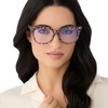 image:imageDIFF Willa Reading Glasses  Blue Light Blocking Oversized Readers  Lightweight Cat Eye Designer FramesLeopard Tortoise