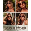 image:imageDIFF x Jojo Fletcher  Jordy Wire Oval Sunglasses for Women  UV400 Protection  Gold Horn Tortoise  Brown