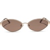 image:imageDIFF x Jojo Fletcher  Jordy Wire Oval Sunglasses for Women  UV400 Protection  Gold Horn Tortoise  Brown