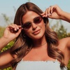 image:imageDIFF x Jojo Fletcher  Jordy Wire Oval Sunglasses for Women  UV400 Protection  Gold Horn Tortoise  Brown