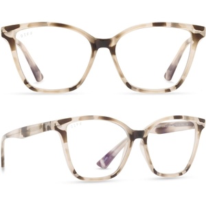 image:imageDIFF Leah Reading Glasses  Blue Light Blocking Oversized Readers  Lightweight Rectangle Designer FramesCream Tortoise