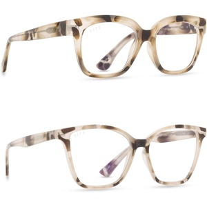 image:imageDIFF Reading Glasses Ava and Leah Square Oversized Blue Light Blocking Readers 25 magnification Cream Tortoise Bundle