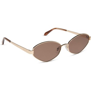 image:imageDIFF x Jojo Fletcher  Jordy Wire Oval Sunglasses for Women  UV400 Protection  Gold Horn Tortoise  Brown
