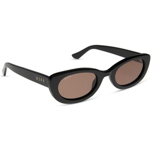 image:imageDIFF x Jojo Fletcher  Raya Oval Sunglasses for Women  UV400 Protection  Black  Brown