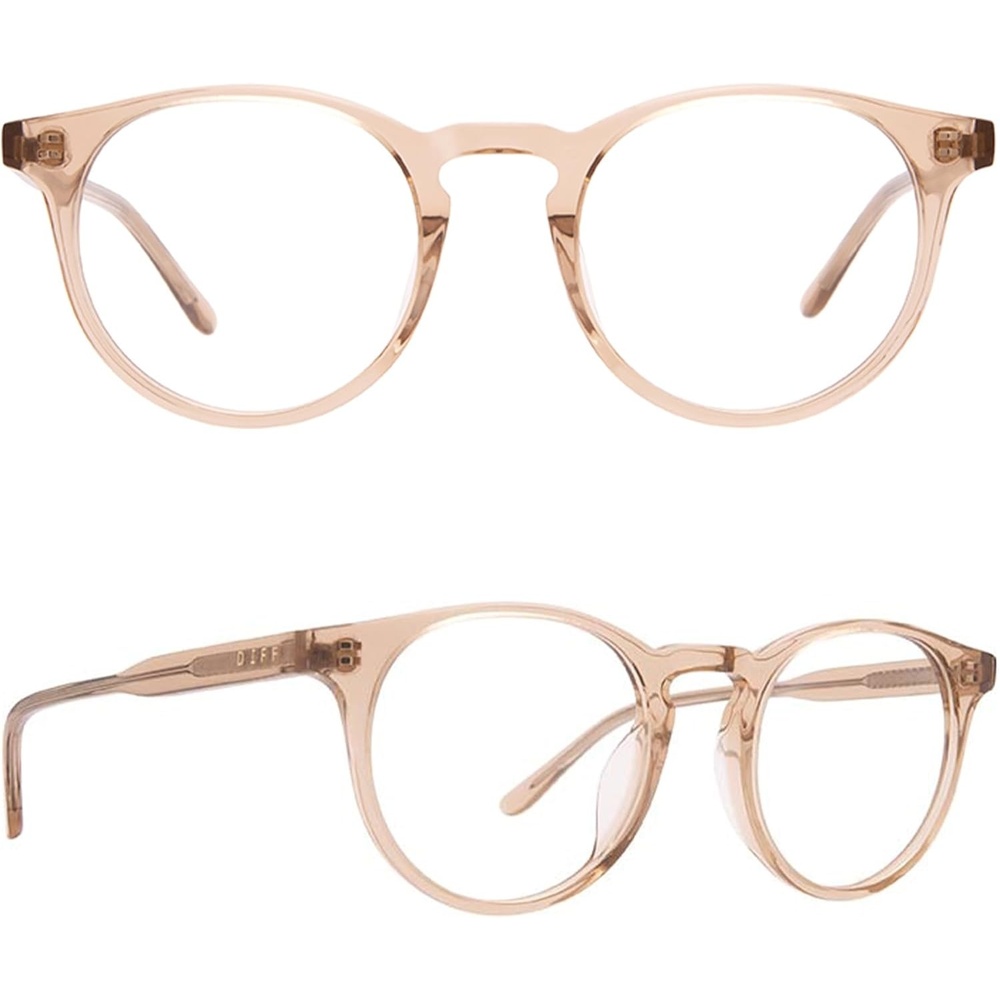 image:imageDIFF Sawyer Designer Oversized Round Computer Blue Light Blocking Glasses for Men and WomenVintage Crystal