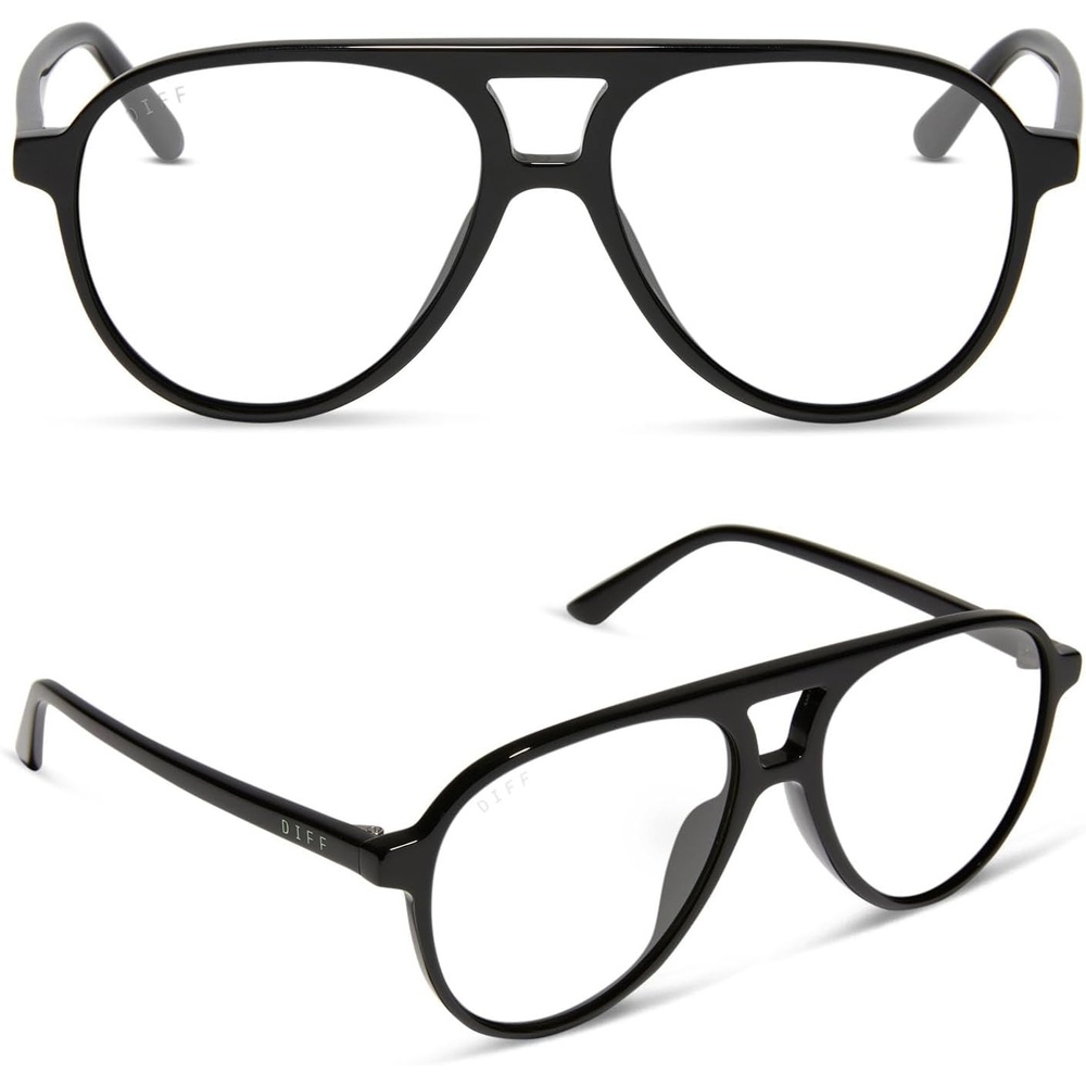image:imageDIFF Tosca II Designer Blue Light Blocking Glasses  Oversized Aviator Frame  HEV Blue Filtering LensBlack