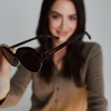 image:imageDIFF  Rachael Kirkconnell Julia Oval Low Profile Sunglasses for Women  UV400 Protection  Cedar Tortoise  Brown