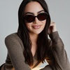 image:imageDIFF  Rachael Kirkconnell Julia Oval Low Profile Sunglasses for Women  UV400 Protection  Cedar Tortoise  Brown