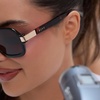 image:imageDIFF  Rachael Kirkconnell Naomi Oversized Navigator Sunglasses for Women  UV400 Protection  Cedar Tortoise  Brown