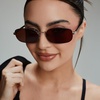 image:imageDIFF  Rachael Kirkconnell Trinity Oval Low Profile Sunglasses for Women  UV400 Protection  Brown  Brown
