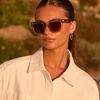 image:imageDIFF  TravisMathew  Valencia Oversized Square Sunglasses for Women  UV400 Polarized ProtectionSoft Taupe Crystal  Brown Gradient