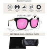 image:imageDIFF Bella Designer Square Sunglasses for Women  UV400 Polarized Protection  Black FrameMatte Black  Pink Mirror