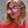 image:imageDIFF Bella Square Sunglasses for Women  Designer Frames  100 UV ProtectionCream Tortoise  Pink Mirror