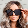 image:imageDIFF Gia Designer Square Sunglasses for Women  Fashionable amp Trendy Eyewear  100 UVAUVB ProtectionBlack  Grey