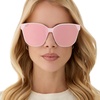 image:imageDIFF Gia Designer Square Sunglasses for Women  Fashionable amp Trendy Eyewear  100 UVAUVB ProtectionPowder Pink  Cherry Blossom Mirror