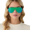 image:imageDIFF Imani Designer Shield Sunglasses for Women UV400 ProtectionGold  Green Mirror