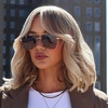 image:imageDIFF Joey Oversized Aviator Sunglasses for Women and Men  UV400 Protection  Modern Geometric ShadesEspresso Tortoise  Brown Gradient