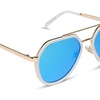 image:imageDIFF Joey Oversized Aviator Sunglasses for Women and Men  UV400 Protection  Modern Geometric ShadesWhite Cloud  Blue Mirror