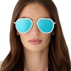 image:imageDIFF Joey Oversized Aviator Sunglasses for Women and Men  UV400 Protection  Modern Geometric ShadesWhite Cloud  Blue Mirror