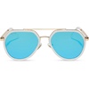 image:imageDIFF Joey Oversized Aviator Sunglasses for Women and Men  UV400 Protection  Modern Geometric ShadesWhite Cloud  Blue Mirror