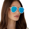 image:imageDIFF Joey Oversized Aviator Sunglasses for Women and Men  UV400 Protection  Modern Geometric ShadesWhite Cloud  Blue Mirror