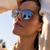 image:imageDIFF Jordan Designer Navigator Sunglasses for Women  100 UVAUVB Protection  Solid FramesGold  Clear Crystal Temple