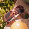 image:imageDIFF Layton Oversized Navigator Sunglasses for Women and Men  UV400 Polarized Protection  Rugby Red  Brown Gradient