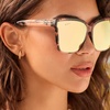 image:imageDIFF Meredith II  Designer Square Sunglasses for Women  100 UVAUVB ProtectionHimalayan Tortoise  Taupe Mirror