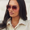 image:imageDIFF Sandra Designer Square Sunglasses for Women UV400 ProtectionLight Pink Crystal  Dusk Gradient