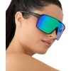 image:imageDIFF Sport Charge Designer Oversized Shield Sunglasses for women Polarized protection Matte Black  Green Mirror