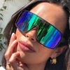 image:imageDIFF Sport Charge Designer Oversized Shield Sunglasses for women Polarized protection Matte Black  Green Mirror