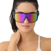 image:imageDIFF Sport Charge Designer Oversized Shield Sunglasses for women Polarized protection Matte Black  Pink Rush Mirror