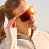 image:imageDIFF Sport Grandslam Designer Oversized Shield Sunglasses for women Polarized protection Black  Rainbow Mirror