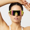 image:imageDIFF Sport Heat Lightweight Cycling Polarized Sunglasses UV400 Protection Neon Yellow  Pink Rush Mirror Medium