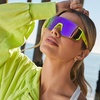 image:imageDIFF Sport Heat Lightweight Cycling Polarized Sunglasses UV400 Protection Neon Yellow  Pink Rush Mirror Medium