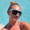 image:imageDIFF Sport Spike Designer Shield Sunglasses for women polarized protection Aqua Blue Green Coral  Grey