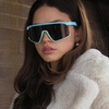 image:imageDIFF Sport Spike Designer Shield Sunglasses for women polarized protection Aqua Blue Green Coral  Grey