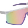 image:imageDIFF Sport Spike Designer Shield Sunglasses for women polarized protection Matte White Lavender  Sherbert Rainbow Mirror