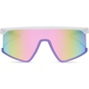 image:imageDIFF Sport Spike Designer Shield Sunglasses for women polarized protection Matte White Lavender  Sherbert Rainbow Mirror