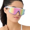 image:imageDIFF Sport Spike Designer Shield Sunglasses for women polarized protection Matte White Lavender  Sherbert Rainbow Mirror