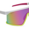 image:imageDIFF Sport Spike Designer Shield Sunglasses for women polarized protection Matte White Neon Yellow Hot Pink  Pink Rush Mirror