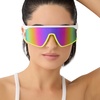 image:imageDIFF Sport Spike Designer Shield Sunglasses for women polarized protection Matte White Neon Yellow Hot Pink  Pink Rush Mirror