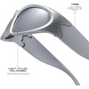 image:imageDIFF Sport Sunglasses Side Out Lightweight Wraparound Polarized Sunglasses UV400 ProtectionSilver  Silver Mirror