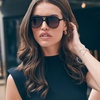 image:imageDIFF Tosca II Oversized Aviator Sunglasses for Women  Black  Brown Gradient  100 UV Protection