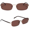 image:imageDIFF  Rachael Kirkconnell Trinity Oval Low Profile Sunglasses for Women  UV400 Protection  Brown  Brown