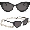 image:imageDIFF  The Devil Wears Prada Andy Oversized Cat Eye Sunglasses for Women  UV400 Polarized Protection  Black  Grey