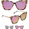 image:imageDIFF Becky II Cream Tortoise Oversized Cat Eye Sunglasses for Women  Fashionable amp Stylish Frame  100 UV ProtectionCream Tortoise  Pink Mirror