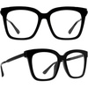 image:imageDIFF Bella  Designer Oversized Square Blue Light Blocking Glasses for Women  Anti Eye Strain UV Protection  Black