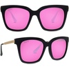 image:imageDIFF Bella Designer Square Sunglasses for Women  UV400 Polarized Protection  Black FrameMatte Black  Pink Mirror